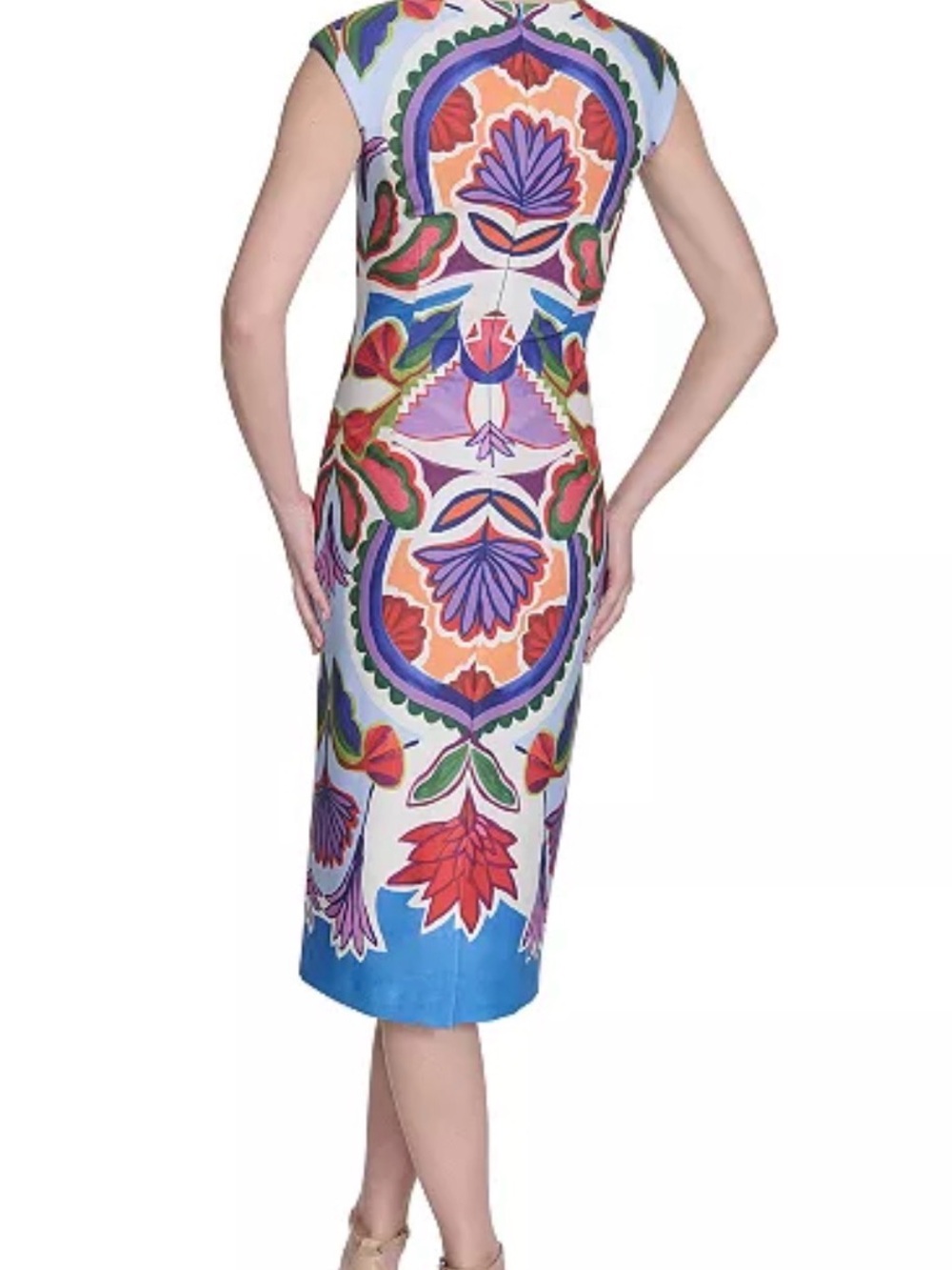NWT Vince Camuto Multi-Color Floral Print Midi Sheath Dress sz2P - Picture 2 of 8